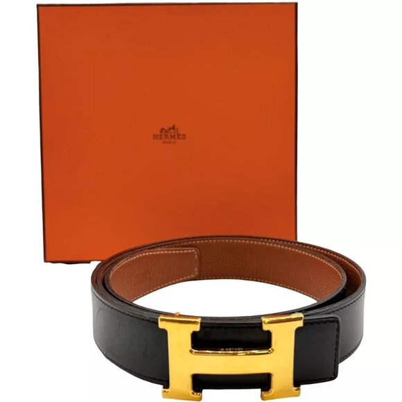 Auth HERMES Constance Gold Hardware Square In K 100 Belt Black Leather #36634780 - Picture 1 of 13